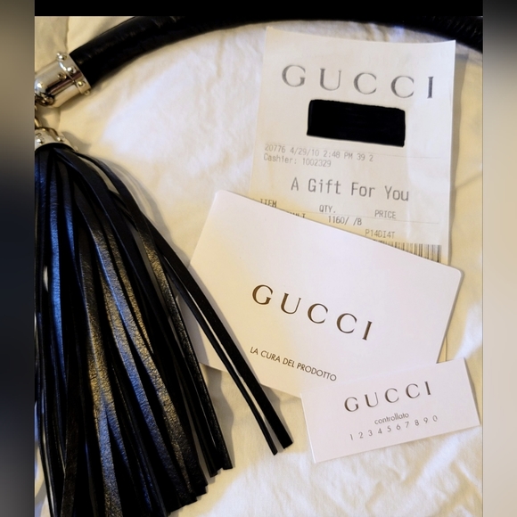 🖤 GUCCI | Vintage Denim Monogram Britt Interlocking GG Tassel Shoulder Bag - Picture 12 of 13